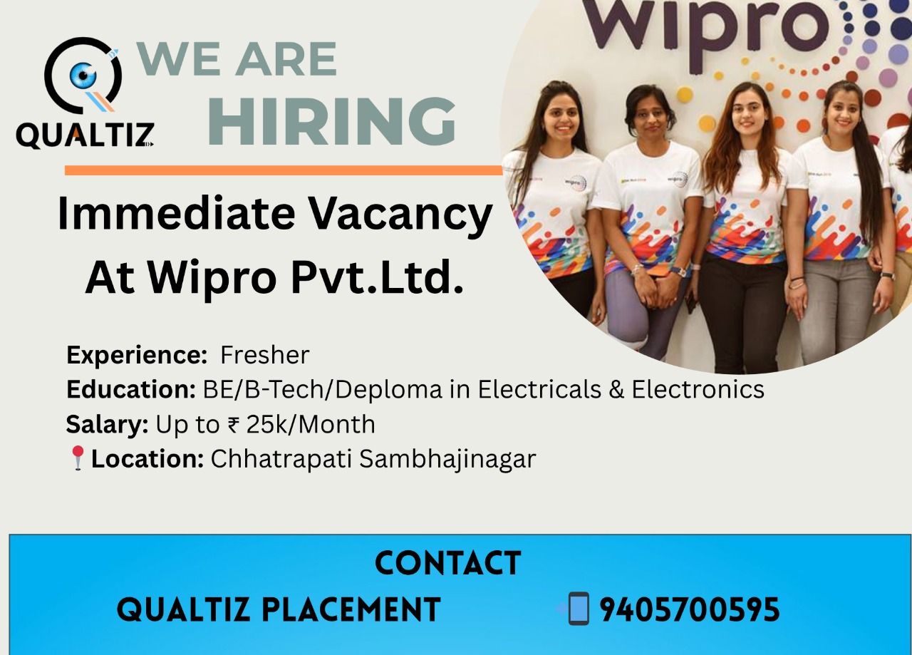 Fresher Job Vacancy at Wipro Pvt. Ltd. | Electrical & Electronics Engineer Jobs 2025 | Qualtiz Placement wipro vacancy fresher electrical